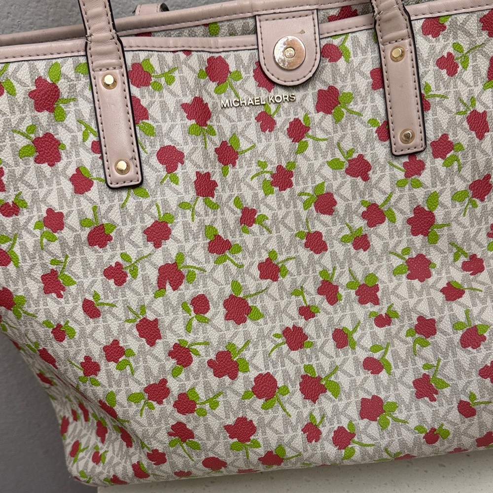 Michael Kors Floral Tote in Red and Green